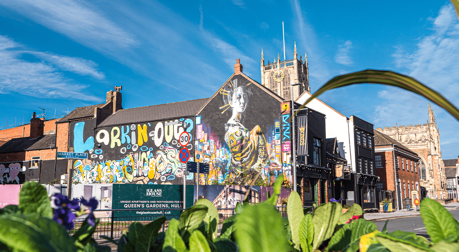 Graffiti on the side of a pub in Hull Centre.