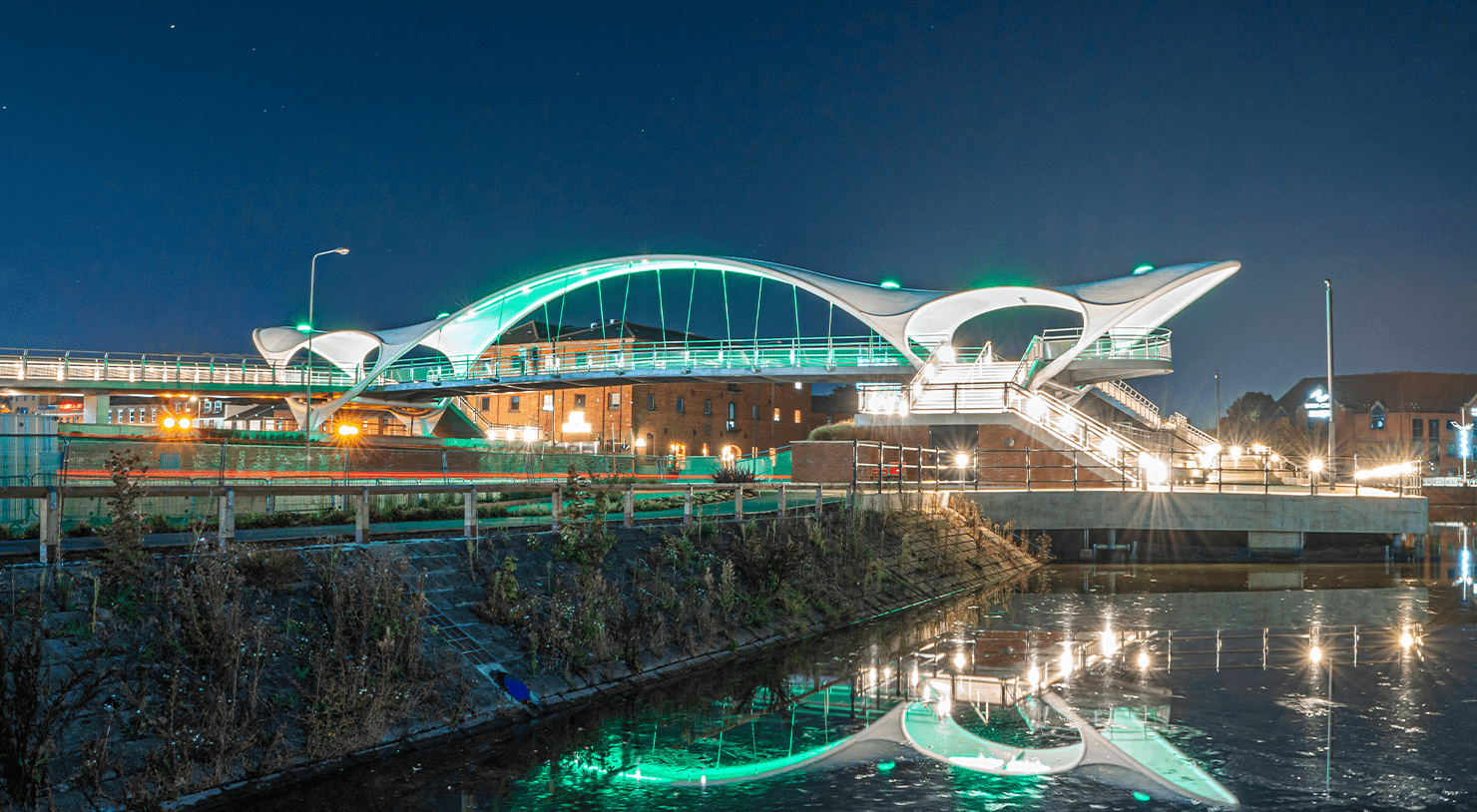 An evening long exposure at Murdoch's Connection Bridge in Hull.